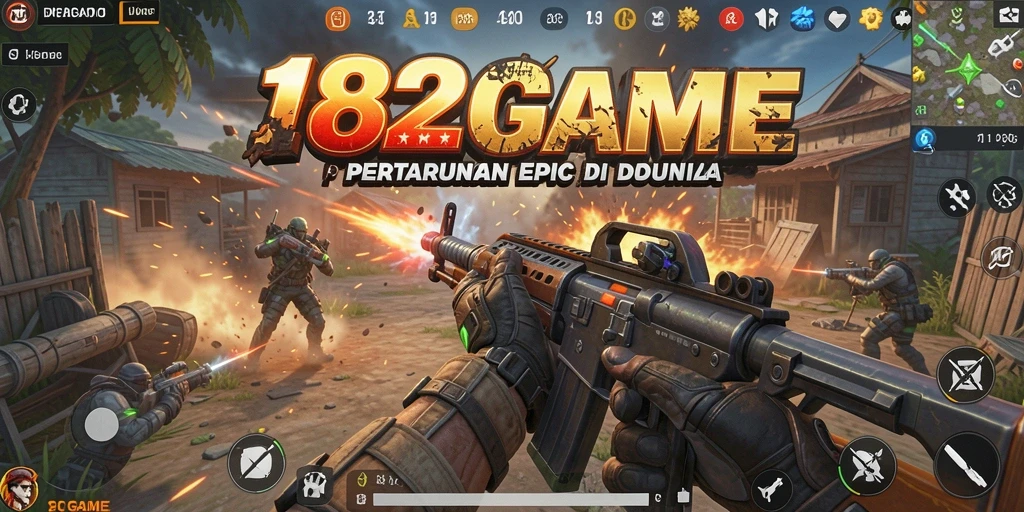 Screenshot gameplay menarik dari 182GAME yang menunjukkan aksi Battle Royale seru.