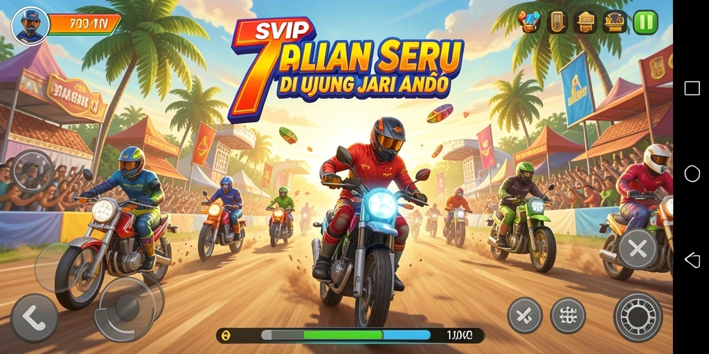 Gameplay seru 7SVIP dengan balapan menantang.
