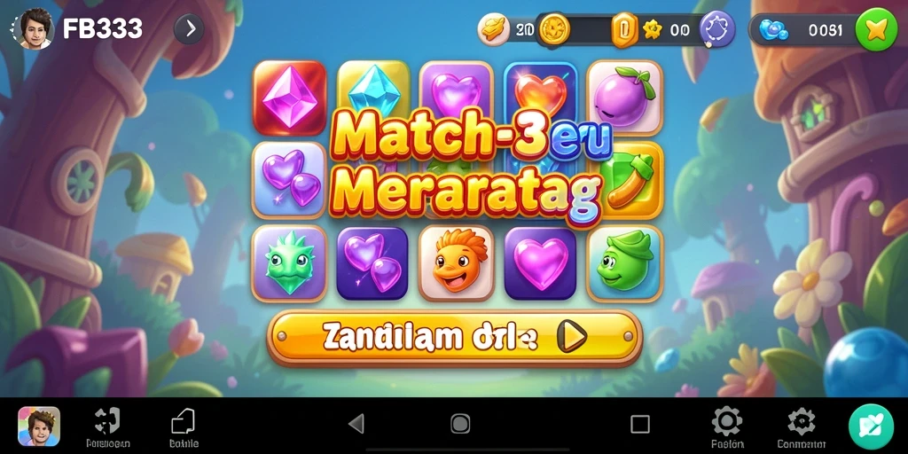 Tangkapan layar FB333 menampilkan gameplay Match-3 yang menarik.