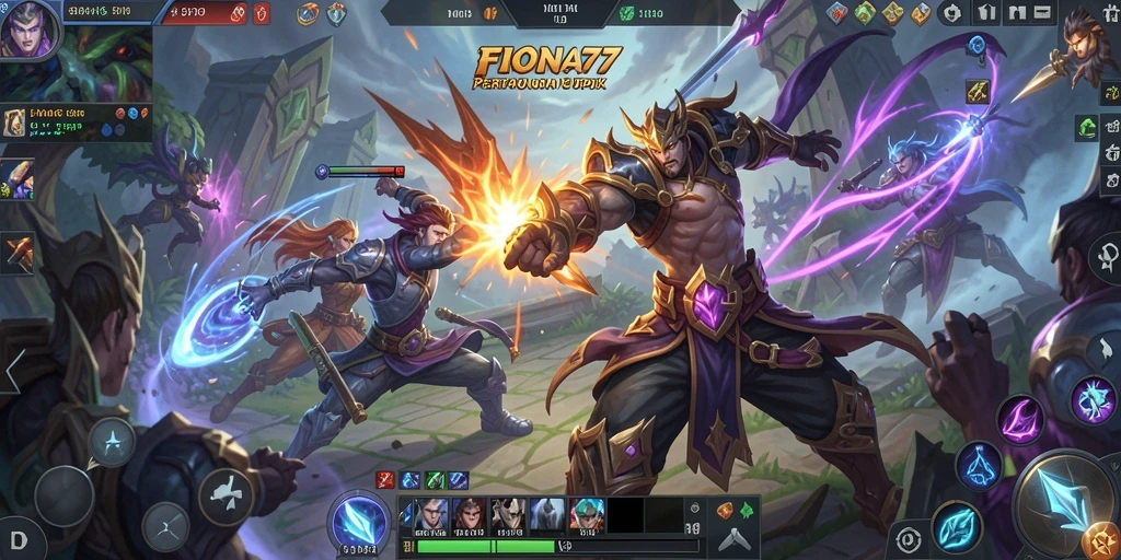 Screenshot menampilkan pertarungan intens dalam gameplay MOBA.