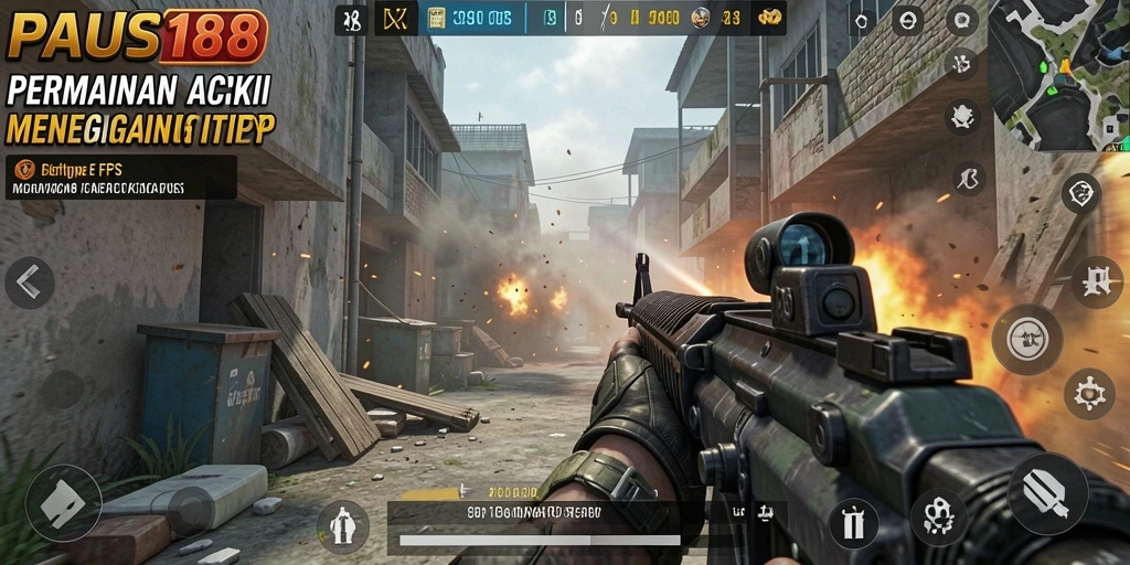 Screenshot utama PAUS188 menampilkan momen menegangkan dalam pertempuran FPS.