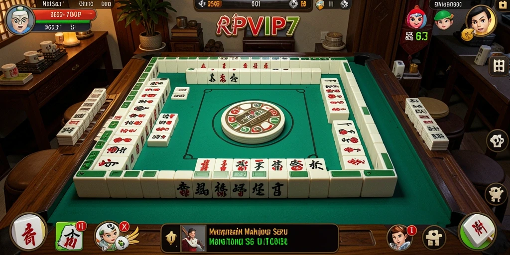 Screenshot gameplay RPVIP7 menampilkan suasana seru permainan Mahjong.
